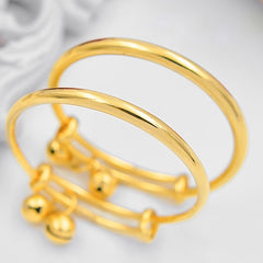 2pcs Baby Plated Adjustable Bangle Bracelet for Boys & Girls