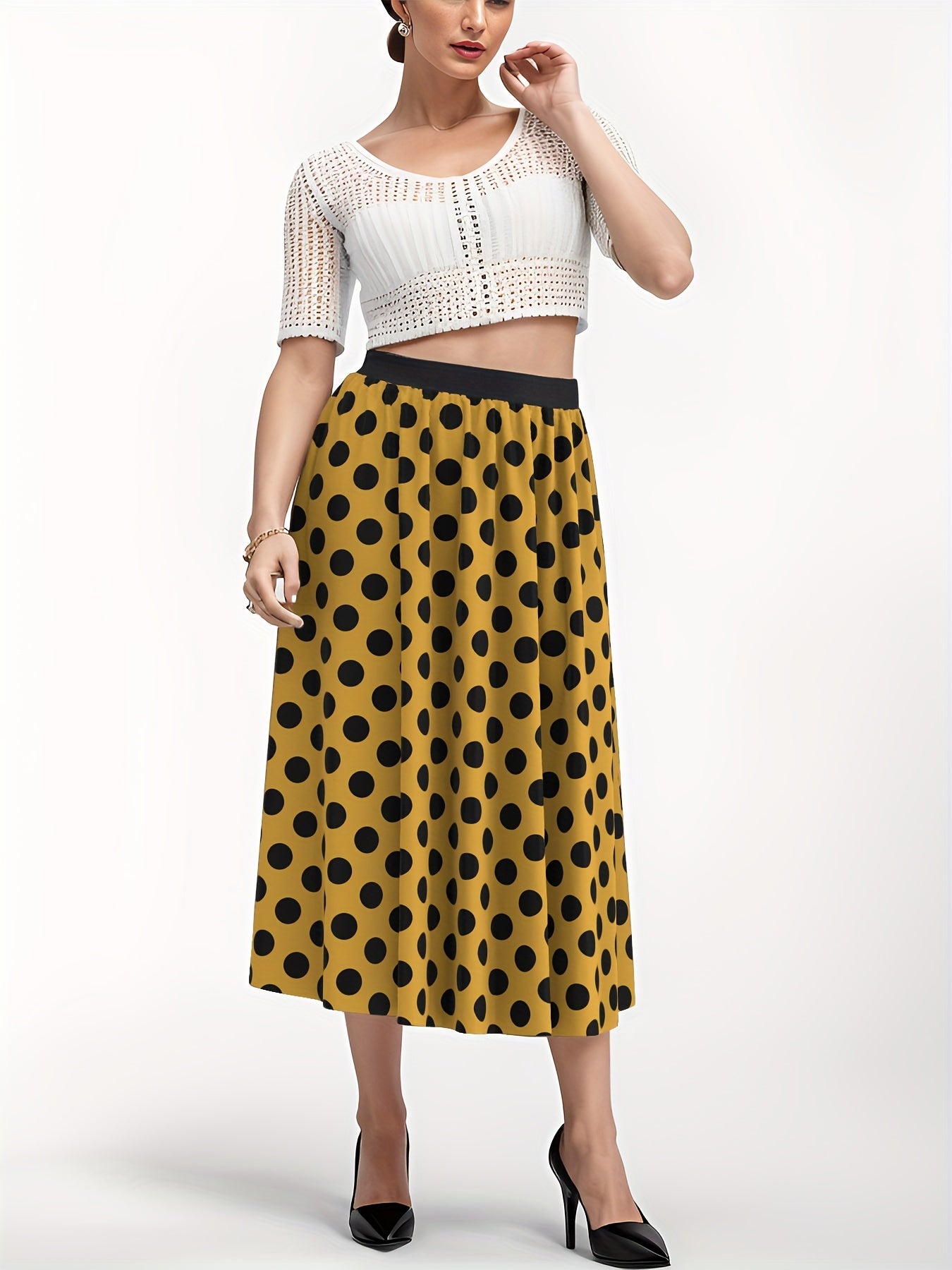 Dot Print A-line Maxi Skirt