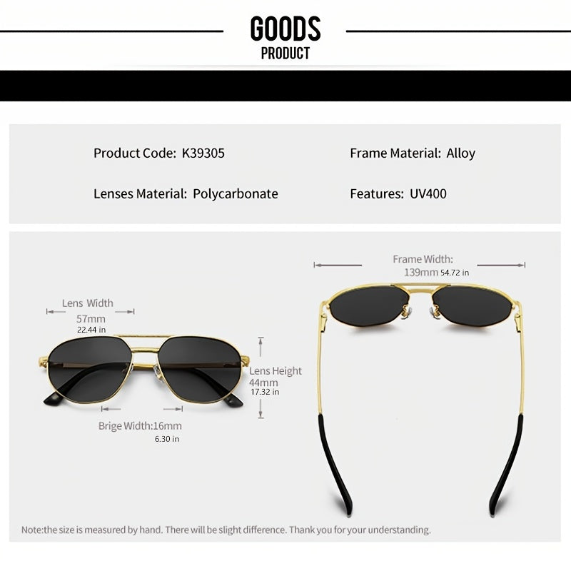 Retro Polygon Pilot Sunglasses UV400 Protection