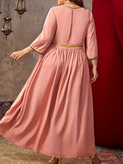 Women's Plus Colorblock V Neck Maxi Kaftan Dress