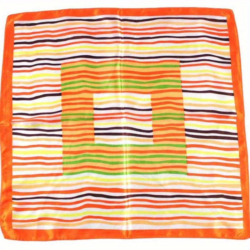 Classic Striped Square Scarf Neckerchief Silk Bandana Head Wrap