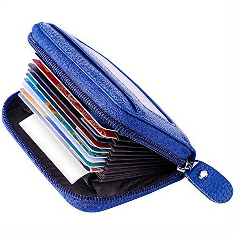 RFID Credit Card Holder with Zipper Leather Wallet