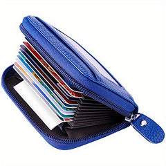 RFID Credit Card Holder with Zipper Leather Wallet