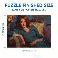1000pcs Jigsaw Puzzle Woman on Sofa Contemplating Teens Family Birthday