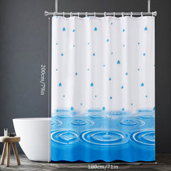 Yellow Lemon Pattern Shower Curtain With 12 Hooks