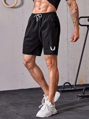 Men's Breathable Wings Print Drawstring Running Shorts