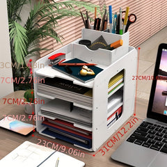 1pc Layer Desktop Folder Storage Box Horizontal Office File Rack
