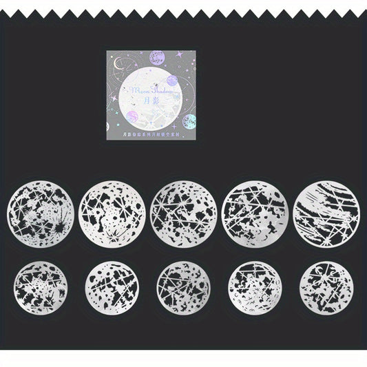 10pcs Retro Hollow Moon Phase Paper for Landscaping, 10x4x2In, 13x5x1In