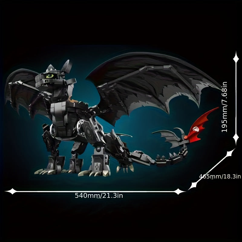 Night Shadow Dragon Building Blocks - High End Magic Themed Desktop Model