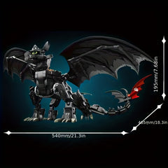 Night Shadow Dragon Building Blocks - High End Magic Themed Desktop Model
