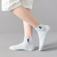5 Pairs Casual Letter Graphic Print Breathable Socks for Teens