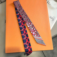 Vintage Floral Print Skinny Scarf Ribbon Neck Tie