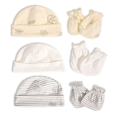 Baby Boys Cartoon Print Cap & Mittens Set for Autumn & Spring