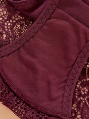 2pcs Lace Stitching Briefs Comfy Scallop Trim Panties