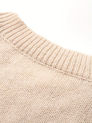 Men's Crew Neck Knitted Sweater - Block Plaid Sleeves - Fall/Winter