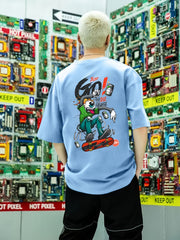 Cartoon Skater Print Men's Graphic T-shirt for Summer