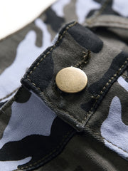 Camouflage Pattern Pocket Jeans Men s Casual Stretch Street Style Denim