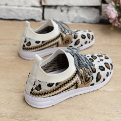 Leopard & Argyle Print Women's Walking Shoes Lightweight Mesh Sneakers