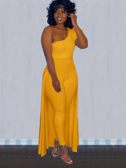 One Shoulder Jumpsuit With Overskirt Slim Casual Women's Clothing