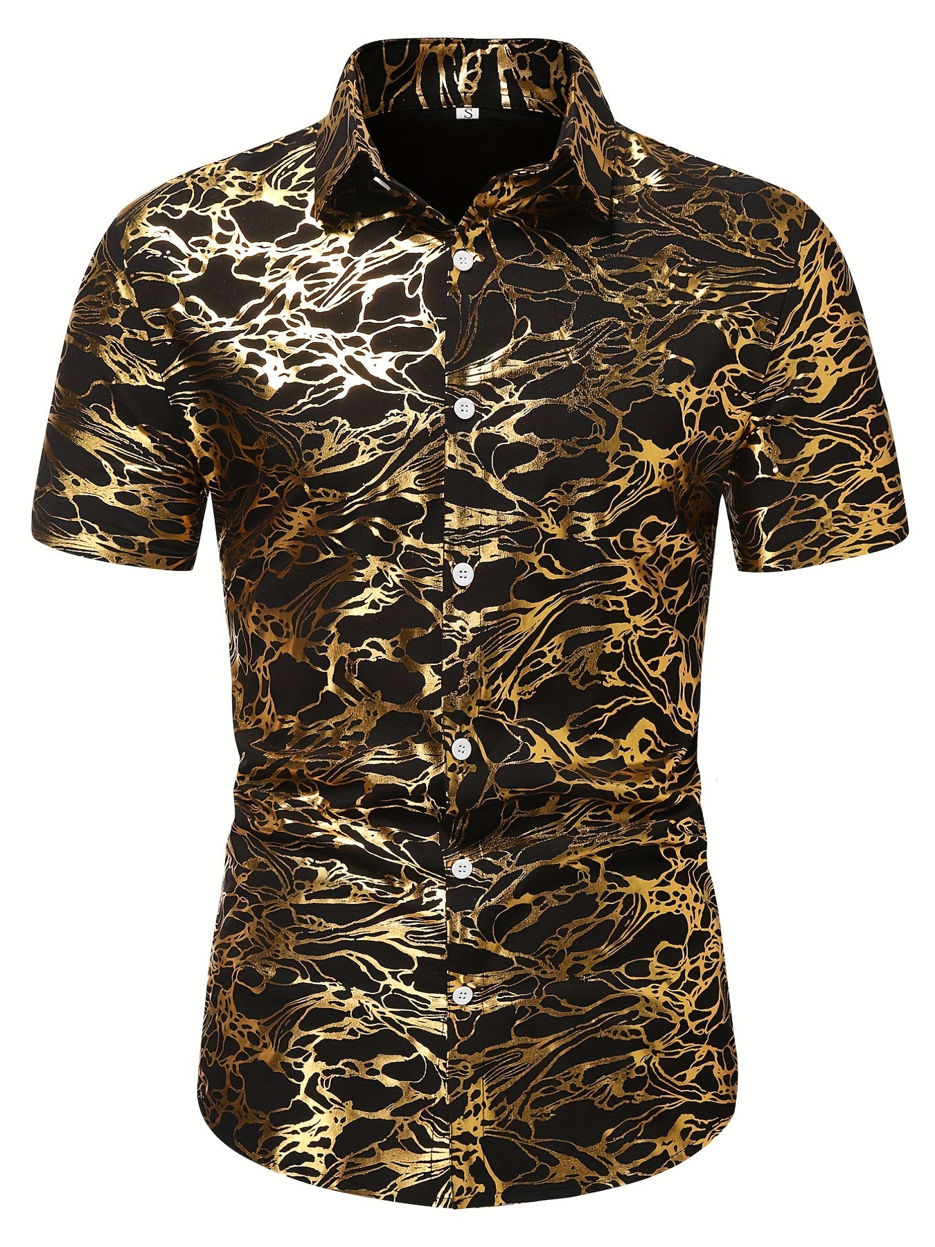 Bronzing Print Men s Casual Short Sleeve Shirt