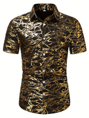 Bronzing Print Men s Casual Short Sleeve Shirt