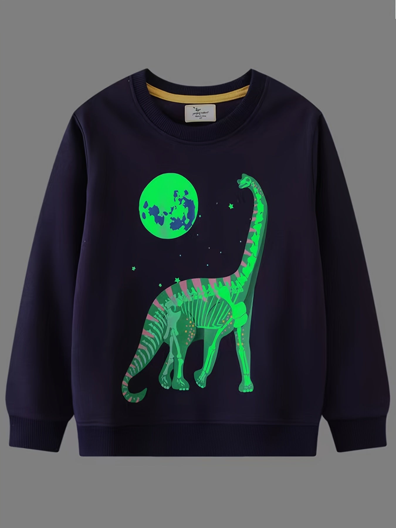 Boys Luminous Dinosaur Sweatshirt Crew Neck Pullover