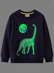 Boys Luminous Dinosaur Sweatshirt Crew Neck Pullover