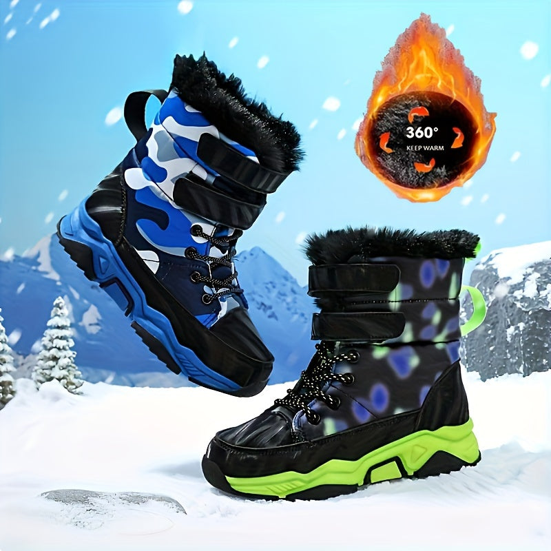 Men's Warm Snow Boots Fleece Lined Cozy Outdoor Hiking Shoes
