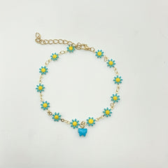 Vintage Daisy Butterfly Pendant Anklet Gift for Girls