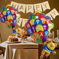 2pcs Birthday Parachute Bear Aluminum Balloon Room Decoration