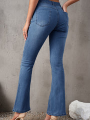 High Rise Flared Trousers Wide Leg Bell Bottom Denim Pants