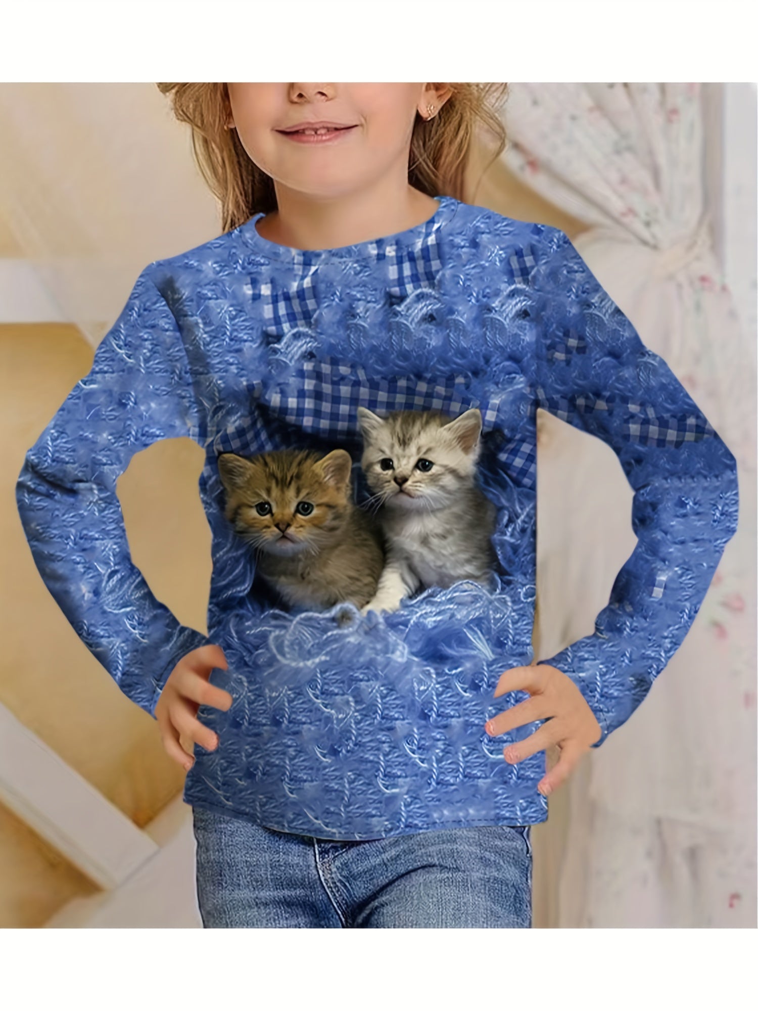 3D Print Kitty Friends Graphic T shirt for Girls
