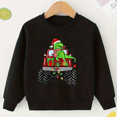 Christmas Dinosaur Pattern Sweatshirt for Kids