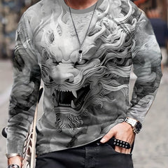 Dragon 3D Print Men's Stylish Long Sleeve T-shirt for Autumn