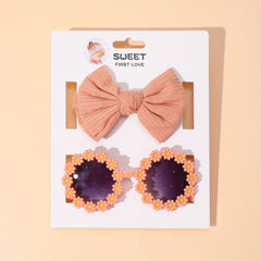 Girls Flower Sunglasses & Bowknot Headband Set