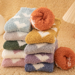 10 Pairs Heart Pattern Socks Warm Fuzzy Stockings