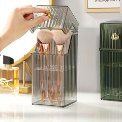 Clear Makeup Brush Storage Box Organizer Dust-proof with Lid