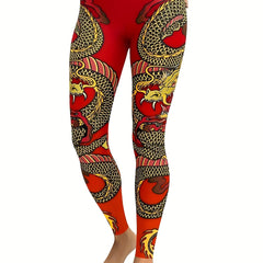 Dragon Print Yoga Leggings High Waist Fitness Pants