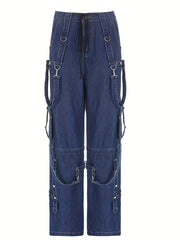 Eyelet Chain Strap Baggy Jeans Punk Y2K Style