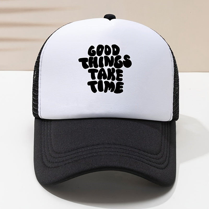 Men's Word Printing Baseball Cap Mesh Breathable Truck Cap