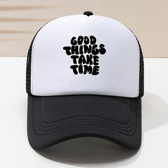 Men's Word Printing Baseball Cap Mesh Breathable Truck Cap