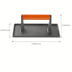 Cast Iron Grill Press with Wooden Handle