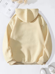 Women's Solid Hoodie Kangaroo Pocket Long Sleeve Pullover