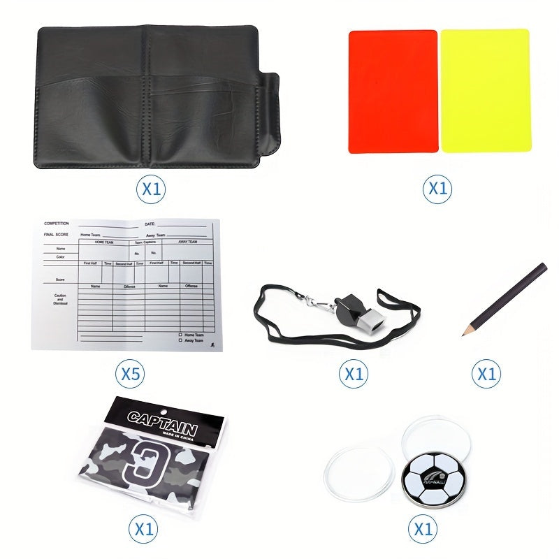 Football Referee Kit w/ Cards, Coin, Whistle, Armband