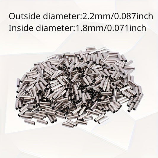500pcs Copper Tube Connectors Crimping Sleeves Fishing Line Wire Leader