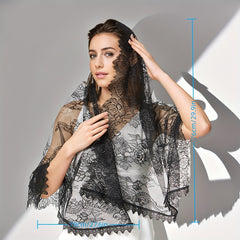 Bridal Lace Veil Scarf Vintage Long Headscarf for Women Wedding Veil