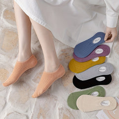8 Pairs Solid No Show Socks Lightweight Non slip Ankle Socks Women's Stockings