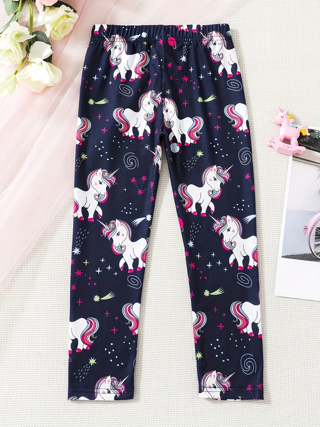 Kids Unicorn Graphic Elastic Waist Leggings