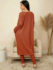 Ribbed Pajama Set Long Sleeve Robe & Cami Top & Pants