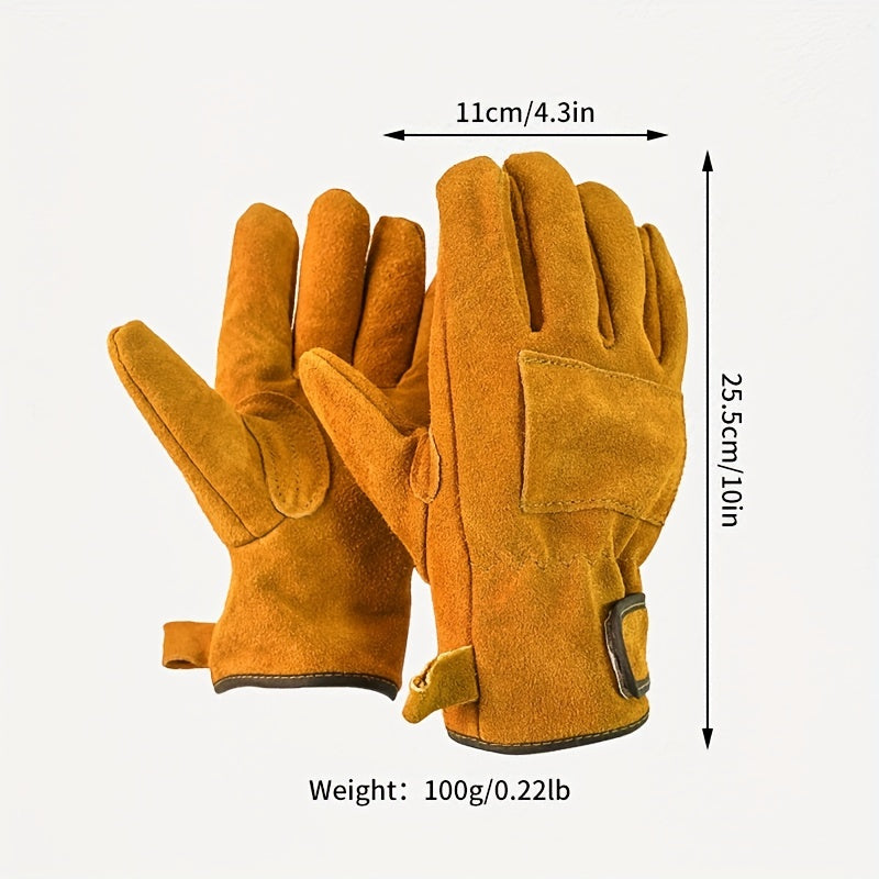 BBQ Grill Gloves Anti scalding 482F Heat Resistant Fireproof Cowhide Gloves
